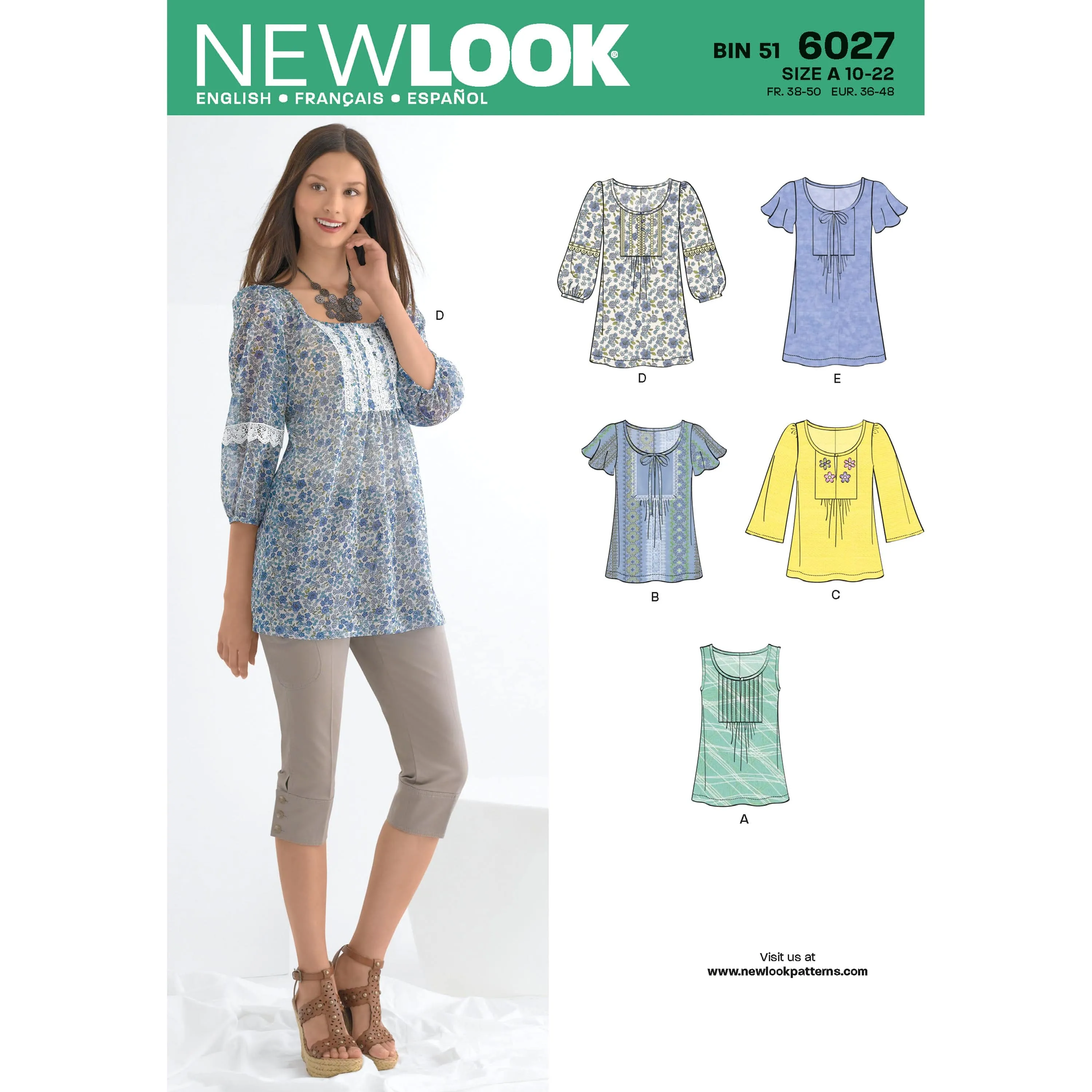 6027 Misses' Tunic or Tops