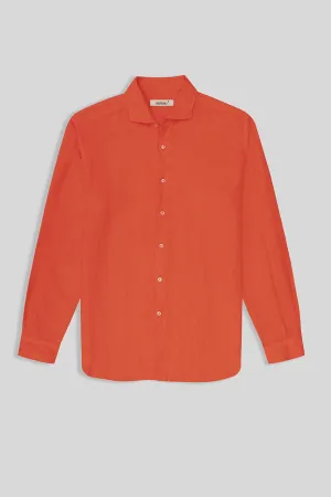 basic linen shirt strong orange