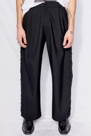 Black Suiting Laced Homme Pant