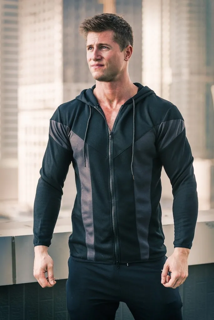 BLACK WOLF CUT GYM HOODIE