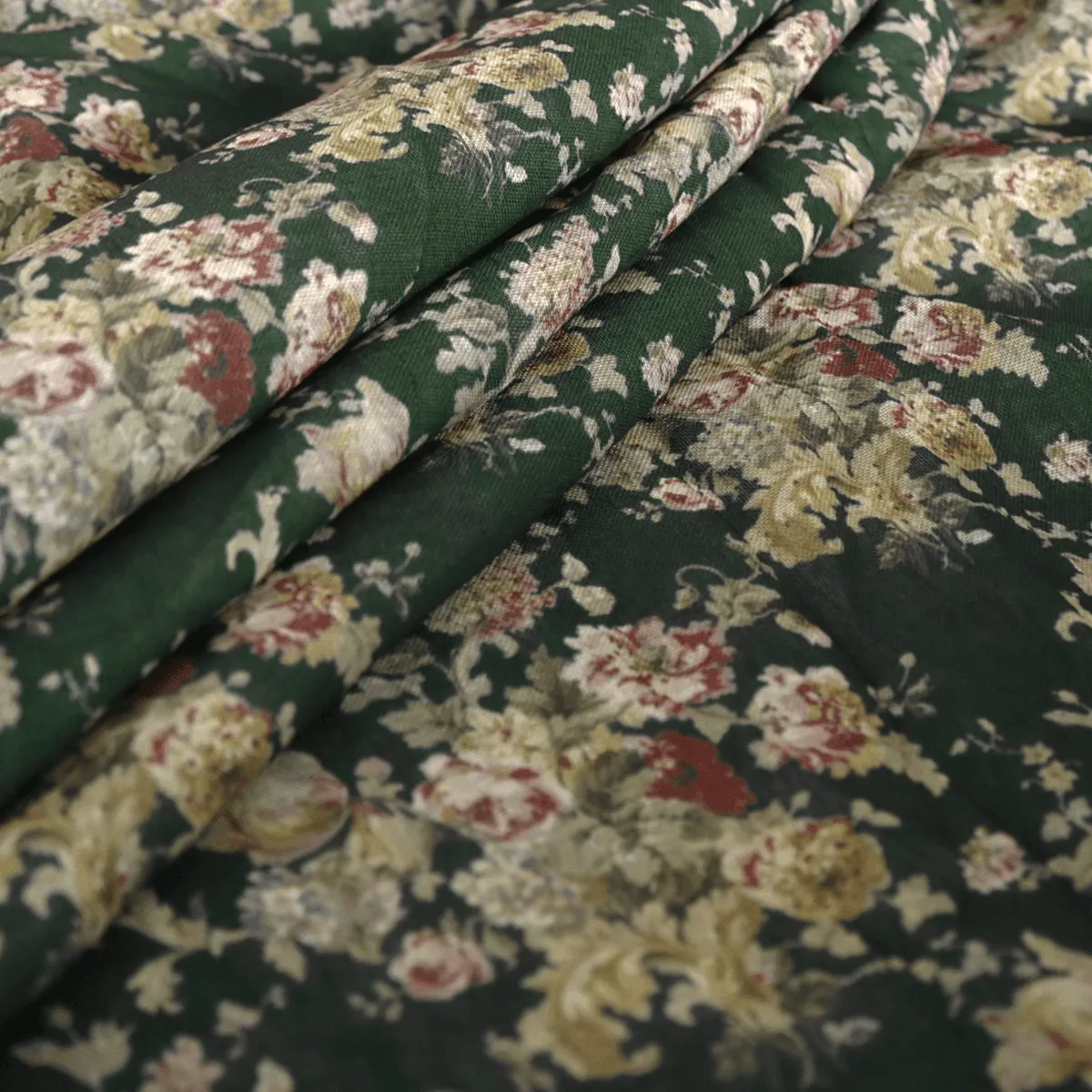 Botanical Calico Floral Pattern Digital Printed Fabric - Linen