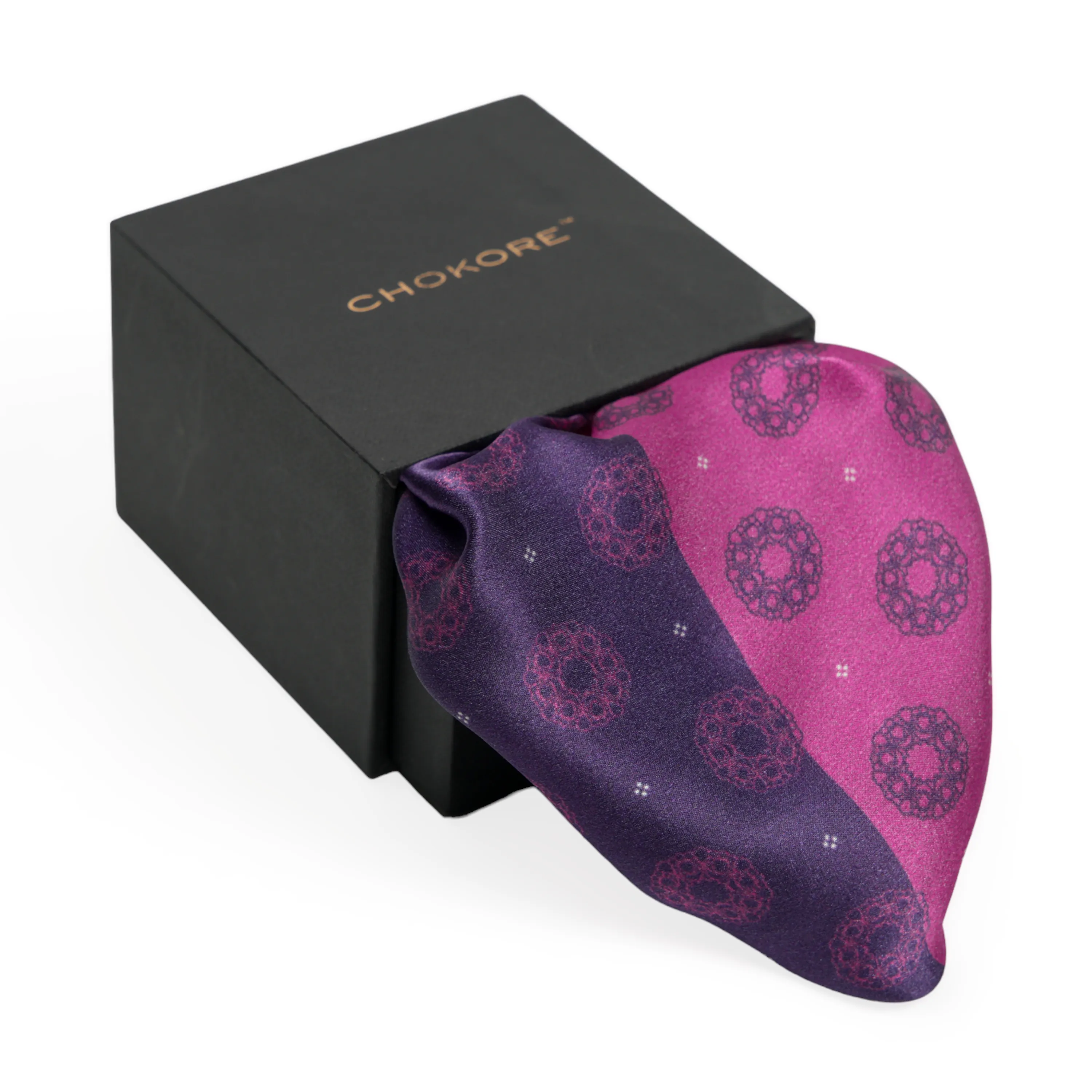 Chokore Pink & Purple 2-in-1 Silk Pocket Square - Indian at Heart Range