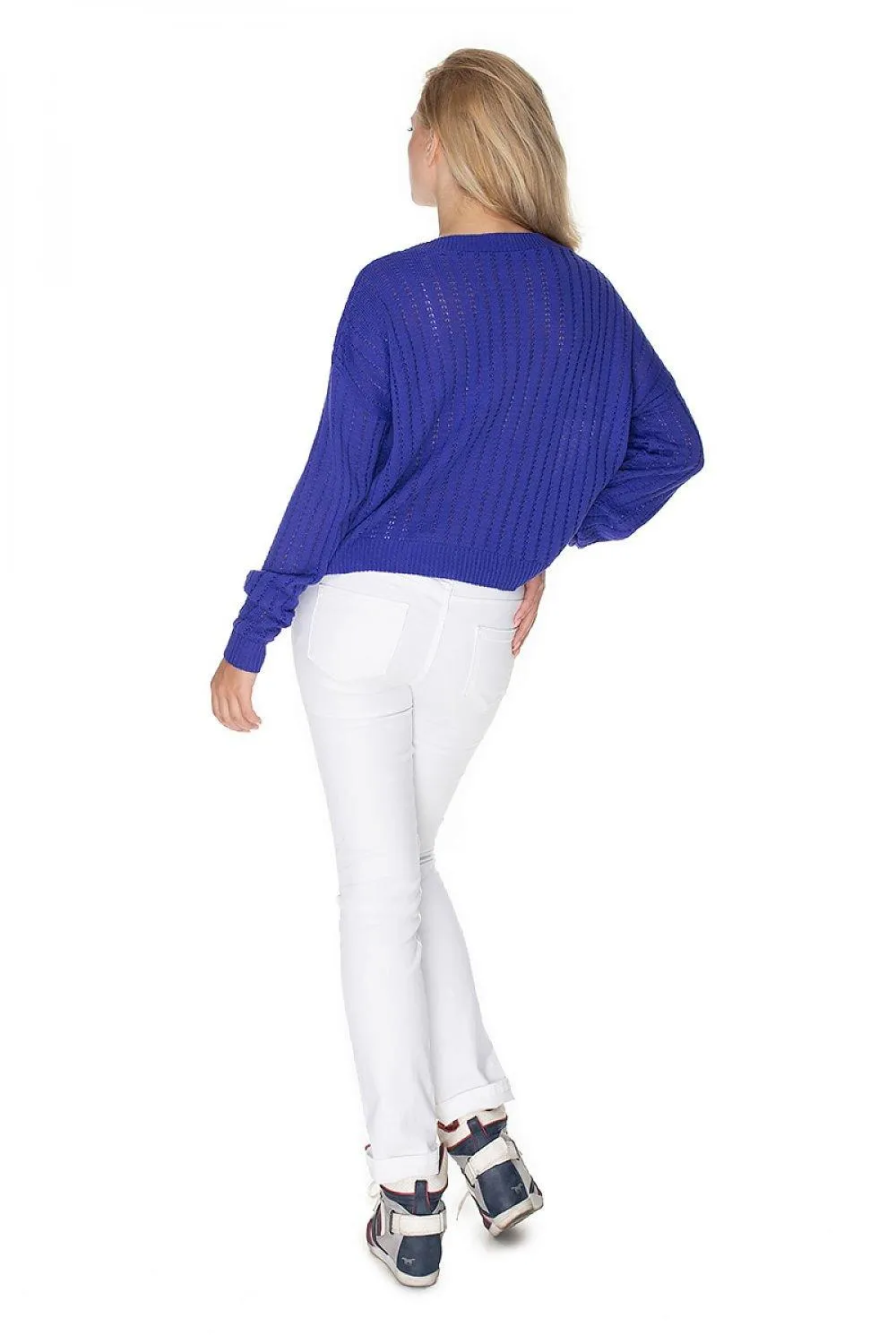 Cozy Knit Boat Neck Sweater with Peekaboo Stitch