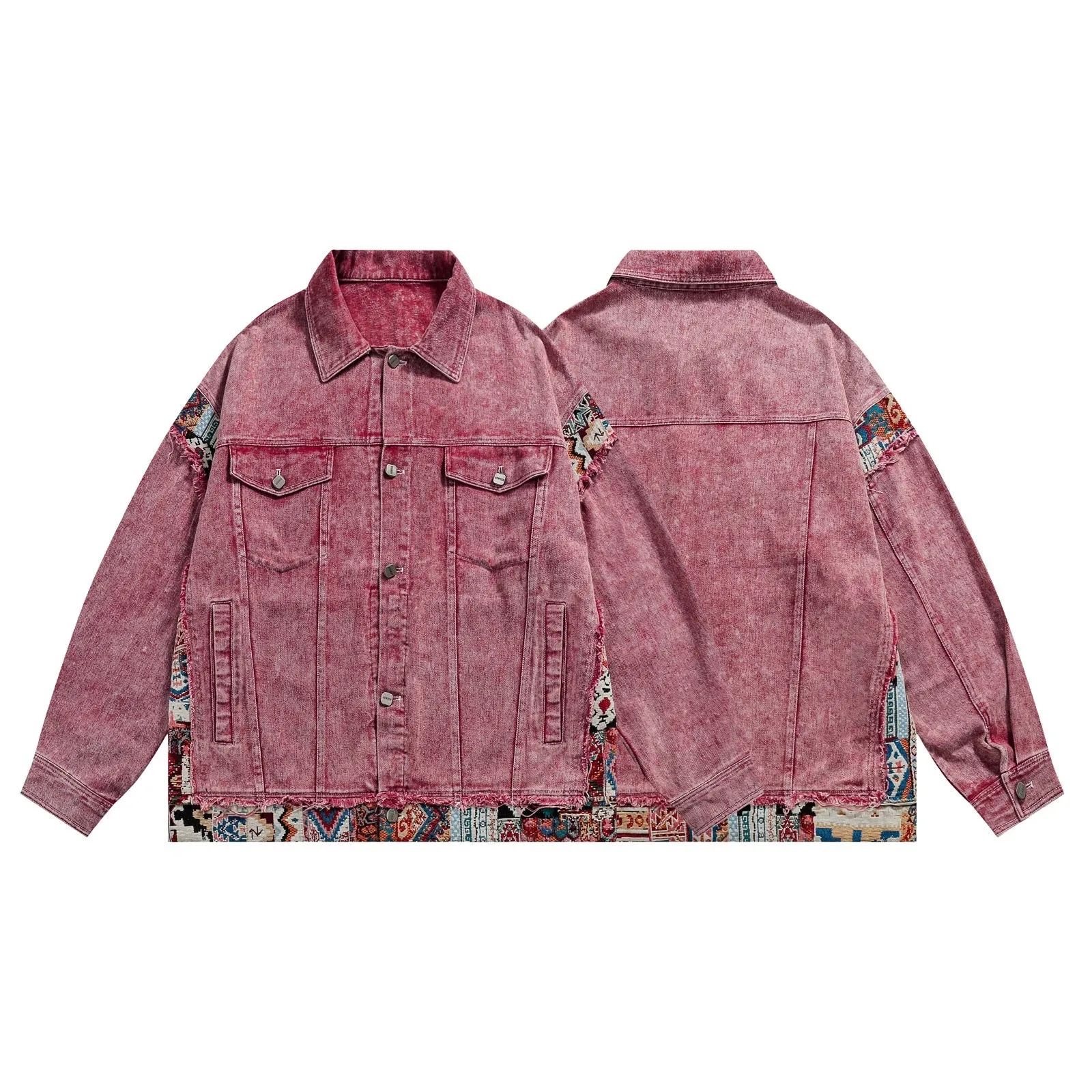 Crimson Tribal Denim Jacket