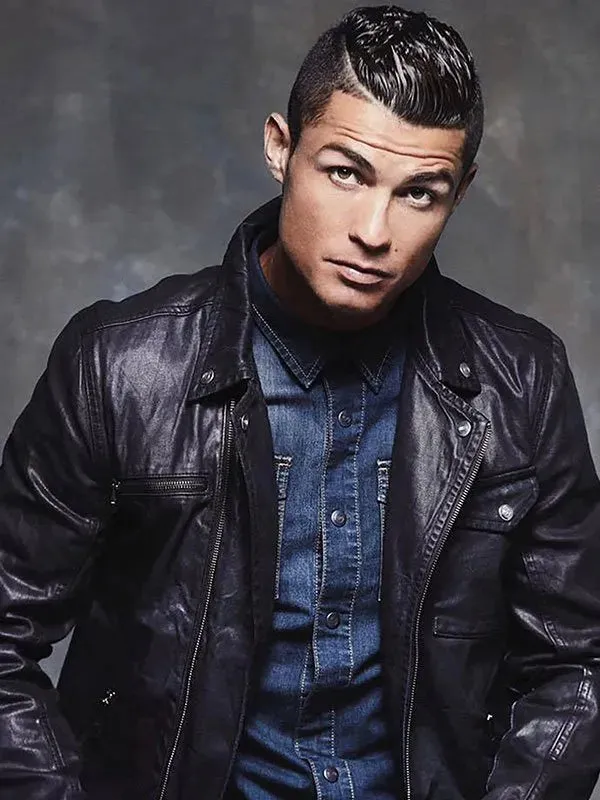 Cristiano Ronaldo Black Leather Jacket | Men Celebrity Leather Jacket by The Jacket Seller