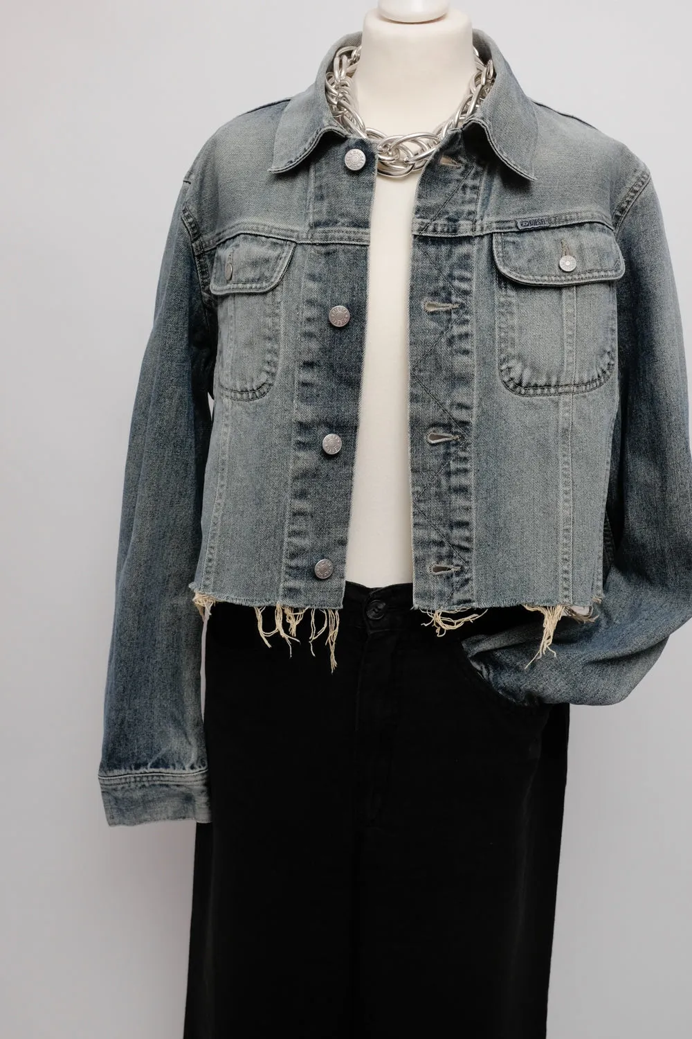 DIESEL CROP FADED VINTAGE DENIM JACKET