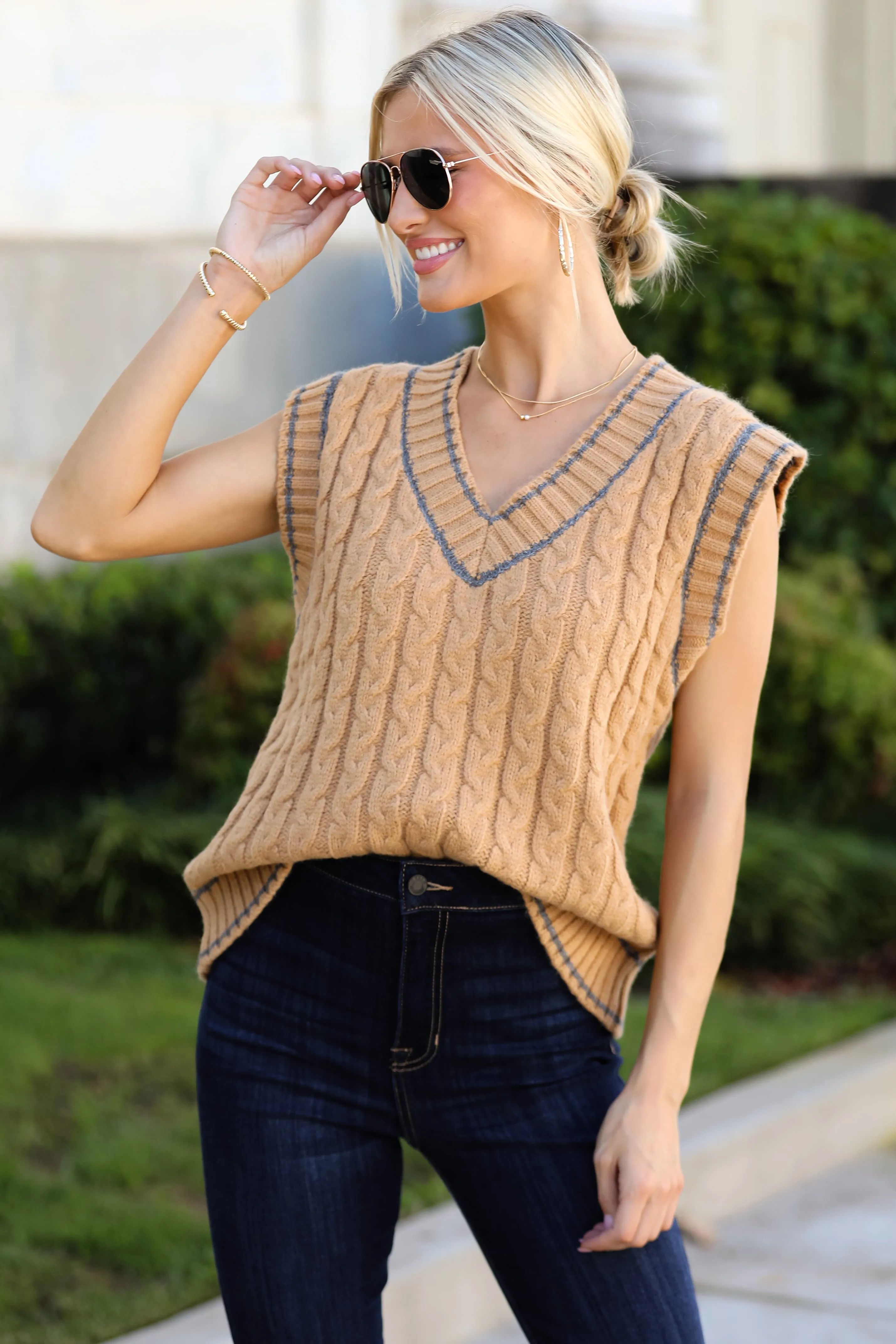 FINAL SALE - Posh Scholar Cable Knit Sweater Vest