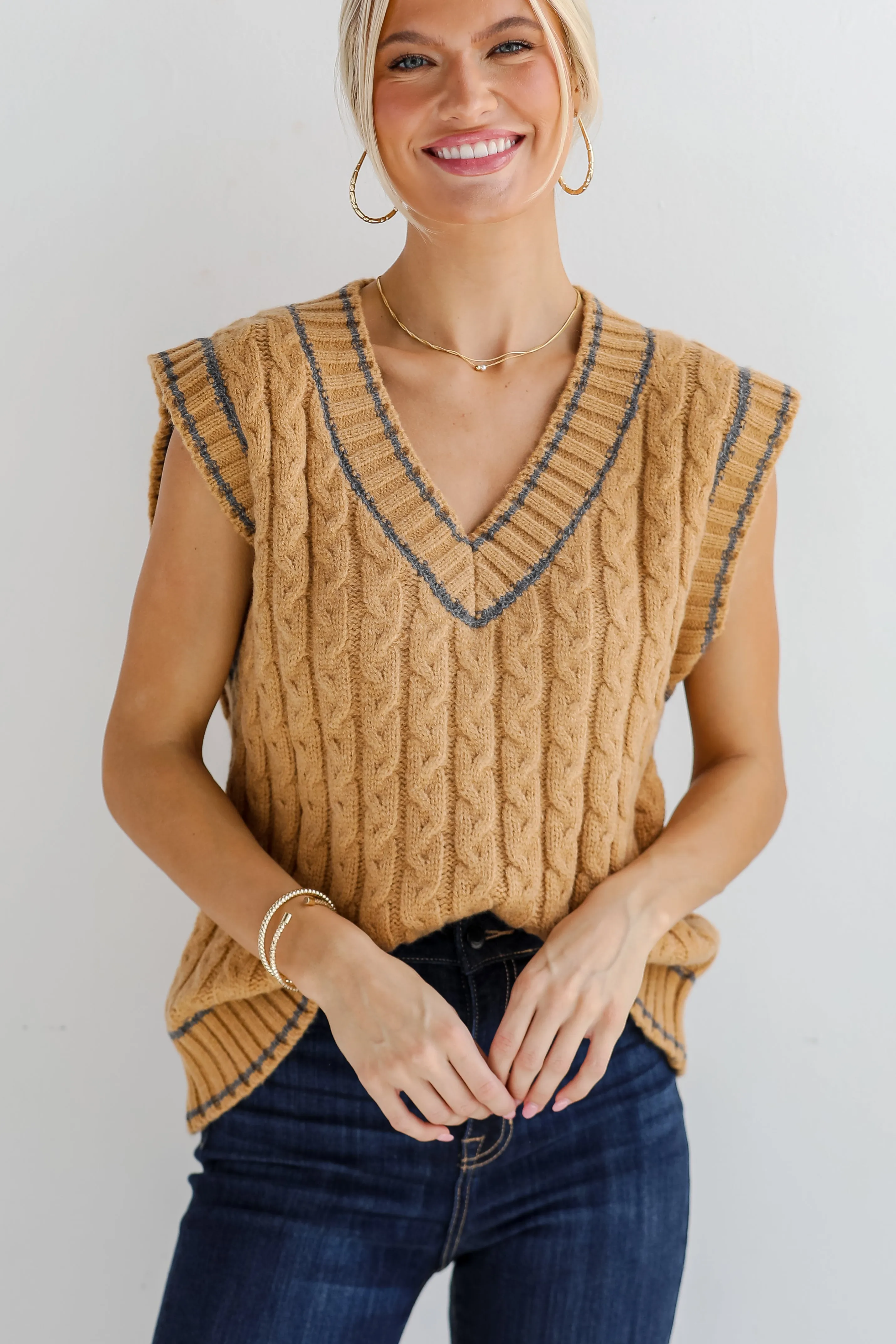 FINAL SALE - Posh Scholar Cable Knit Sweater Vest