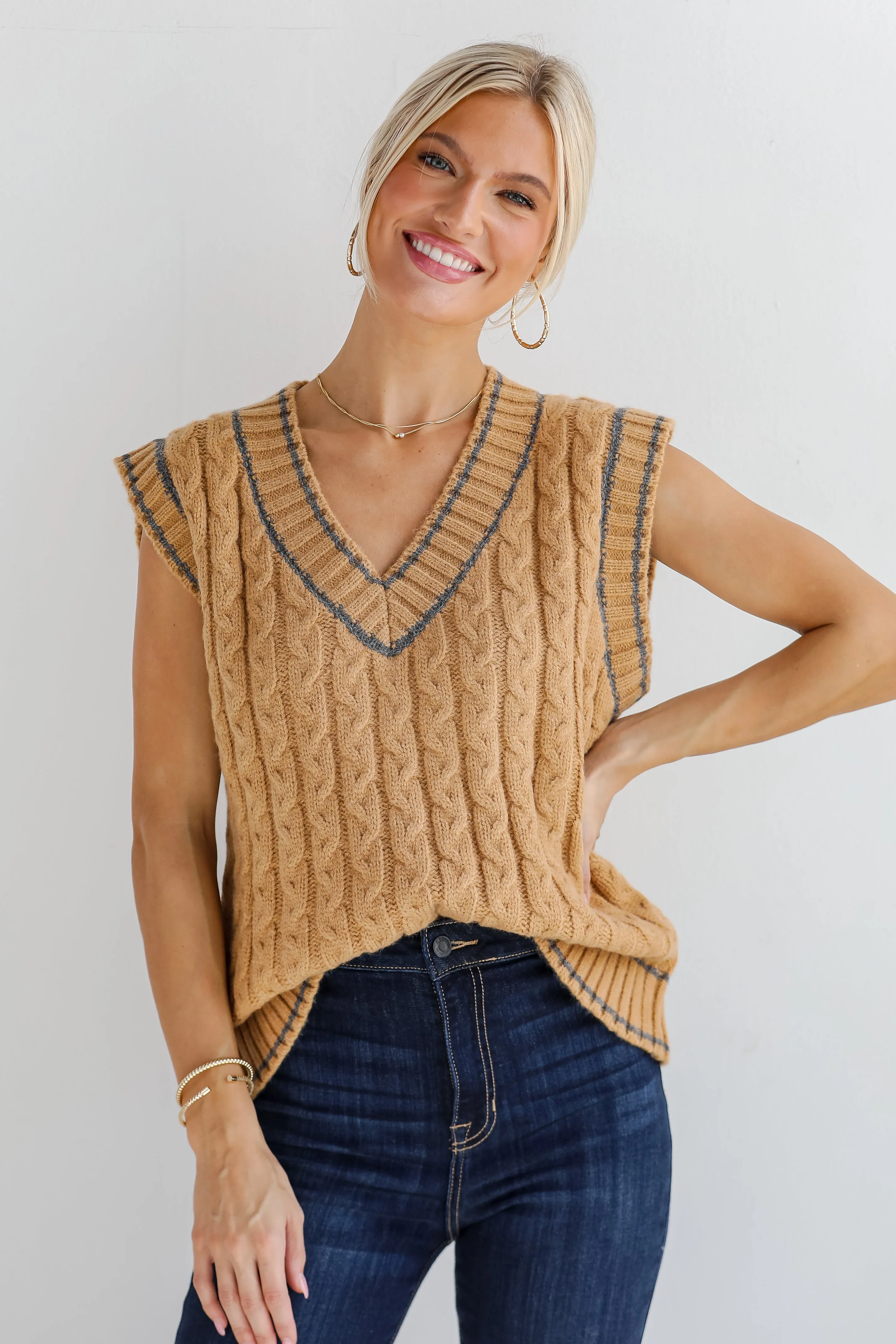 FINAL SALE - Posh Scholar Cable Knit Sweater Vest