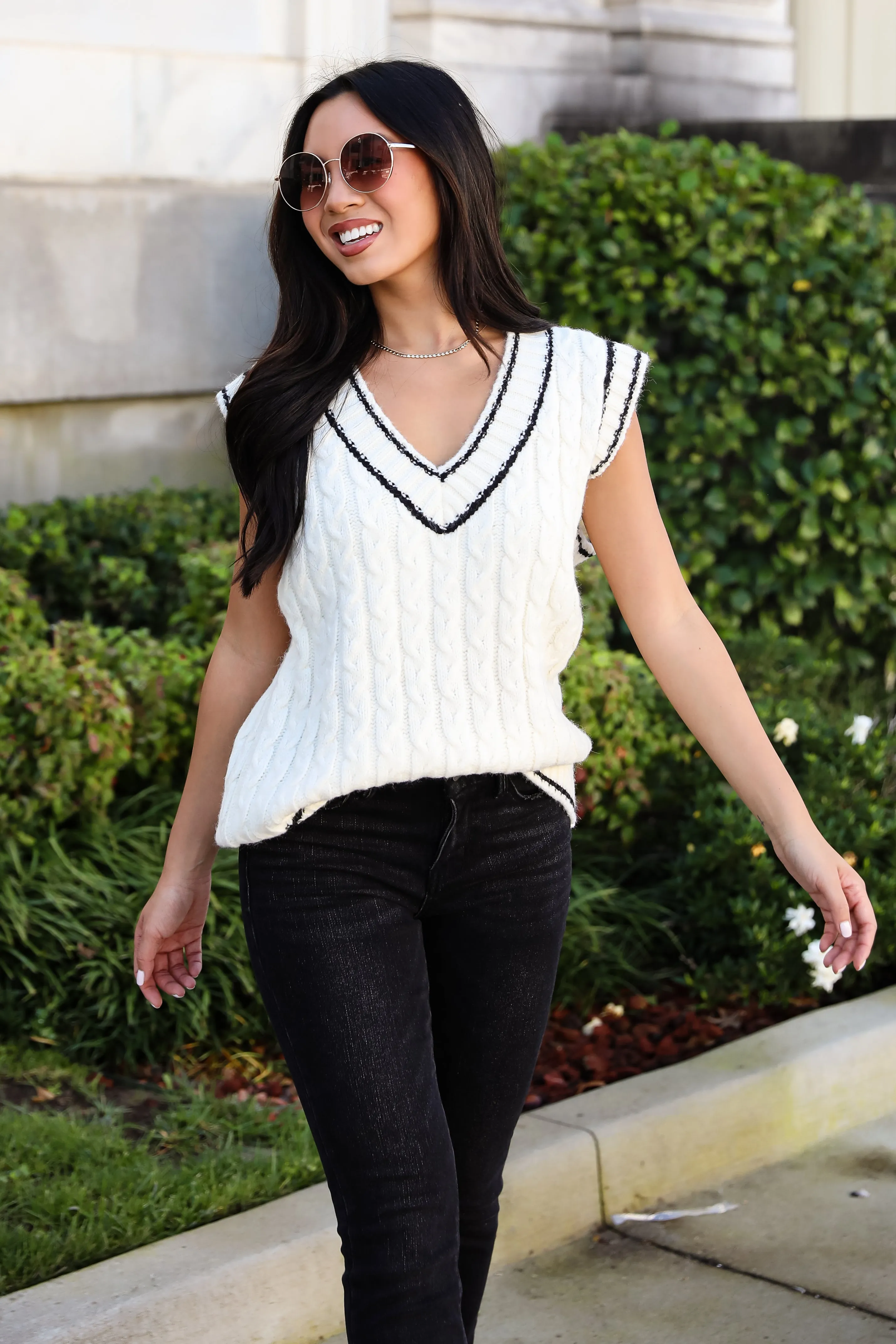 FINAL SALE - Posh Scholar Cable Knit Sweater Vest