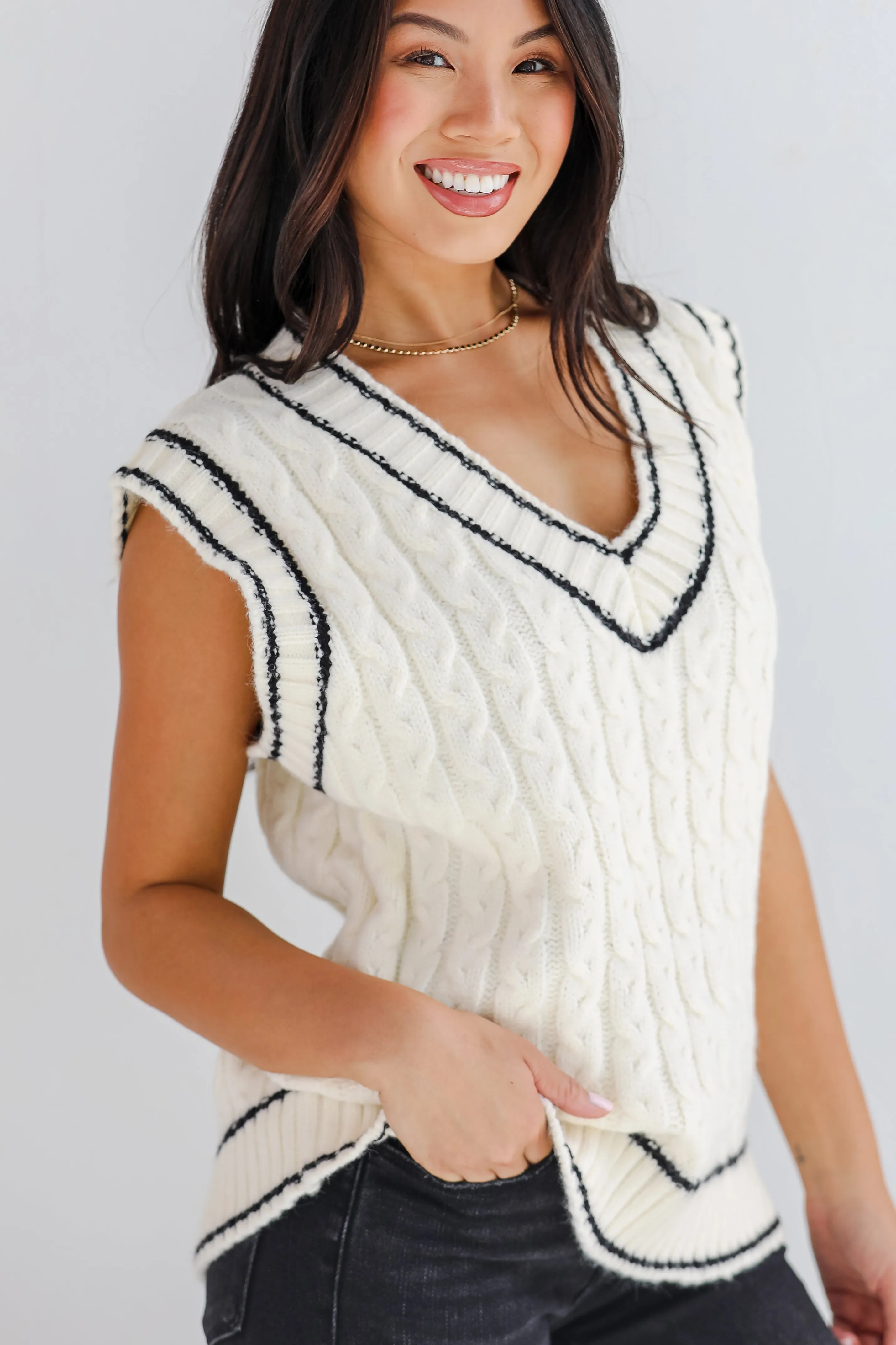 FINAL SALE - Posh Scholar Cable Knit Sweater Vest