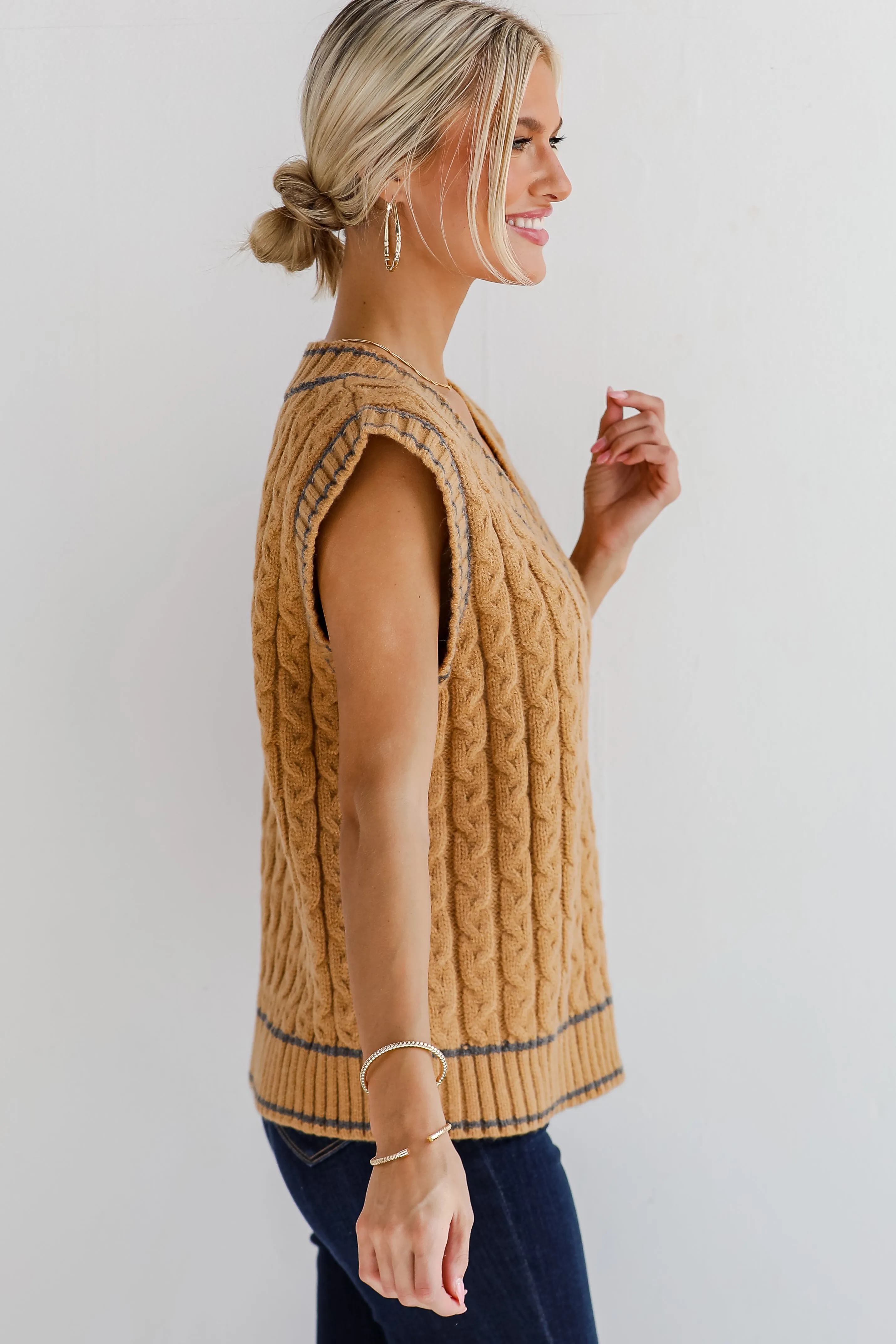 FINAL SALE - Posh Scholar Cable Knit Sweater Vest