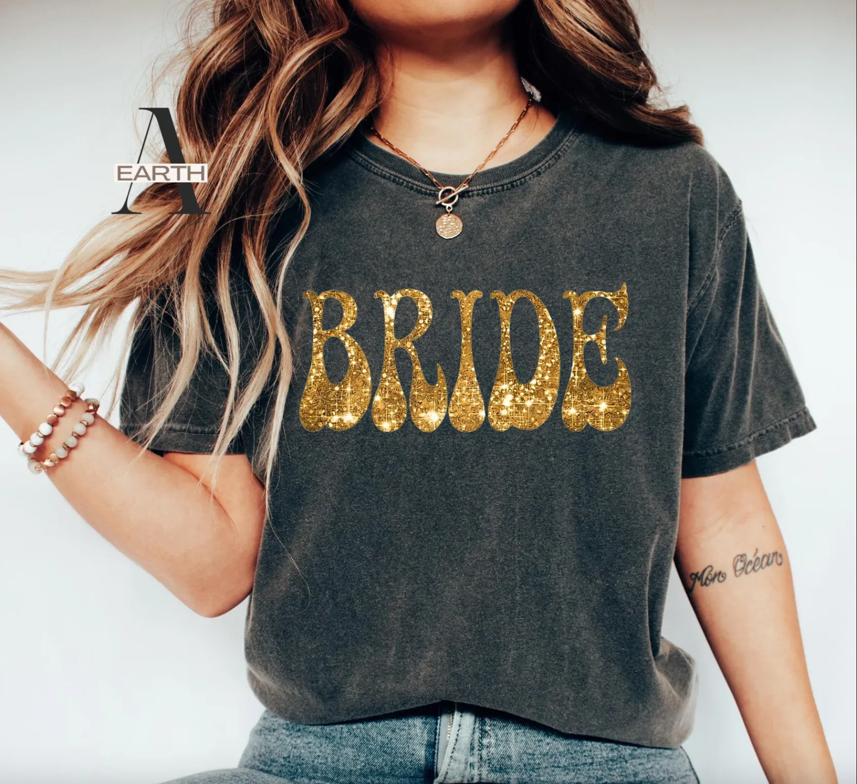 Glitter Gold Print Bride Shirt Comfort Colors®