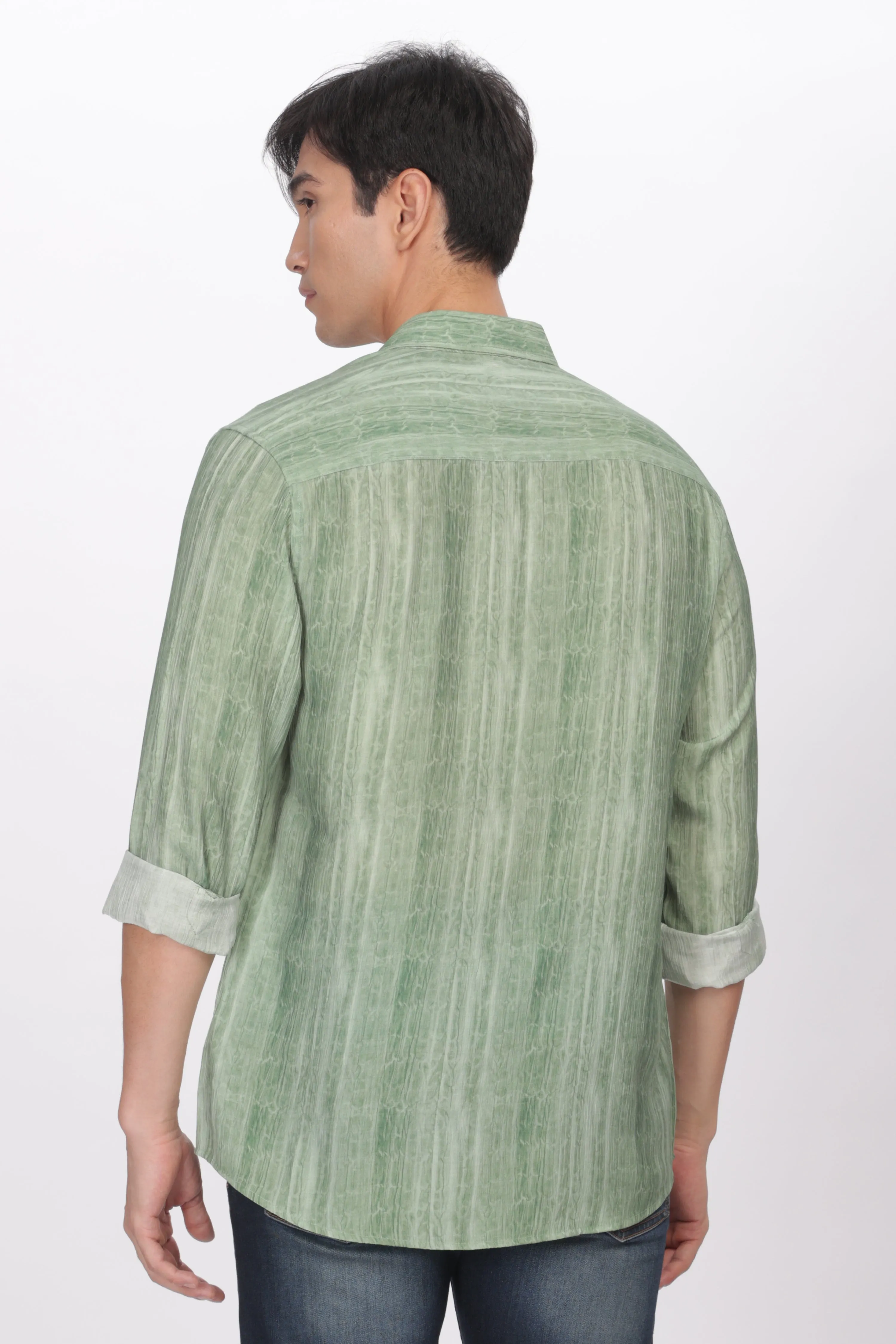 Green Slim Fit Viscose Beach Wear Shirt