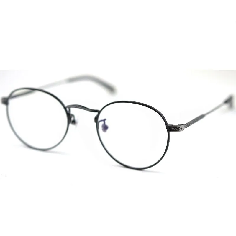 Hdcrafter Unisex Full Rim Round Titanium Frame Eyeglasses Ps7880