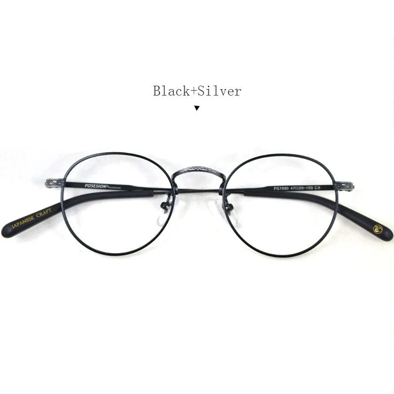 Hdcrafter Unisex Full Rim Round Titanium Frame Eyeglasses Ps7880