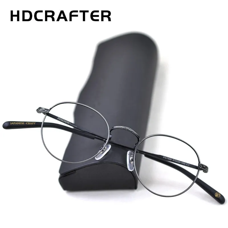 Hdcrafter Unisex Full Rim Round Titanium Frame Eyeglasses Ps7880