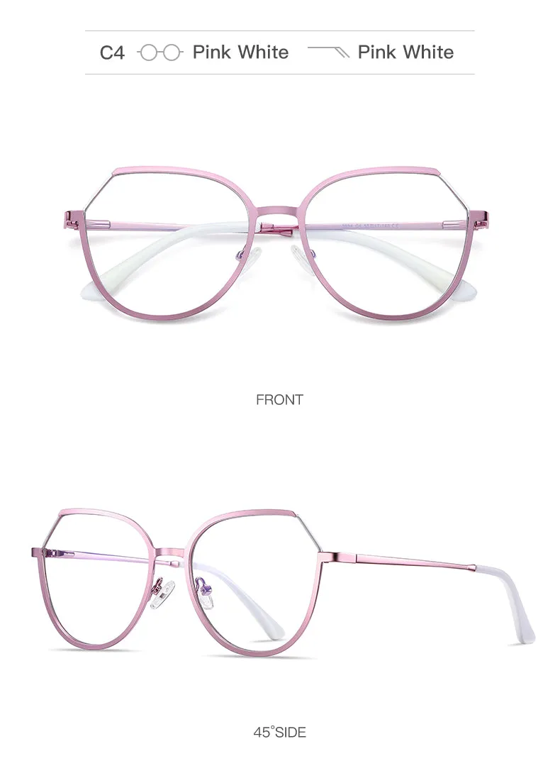 Hotony Women's Full Rim TR 90 Resin Round Alloy Frame Eyeglasses 3034