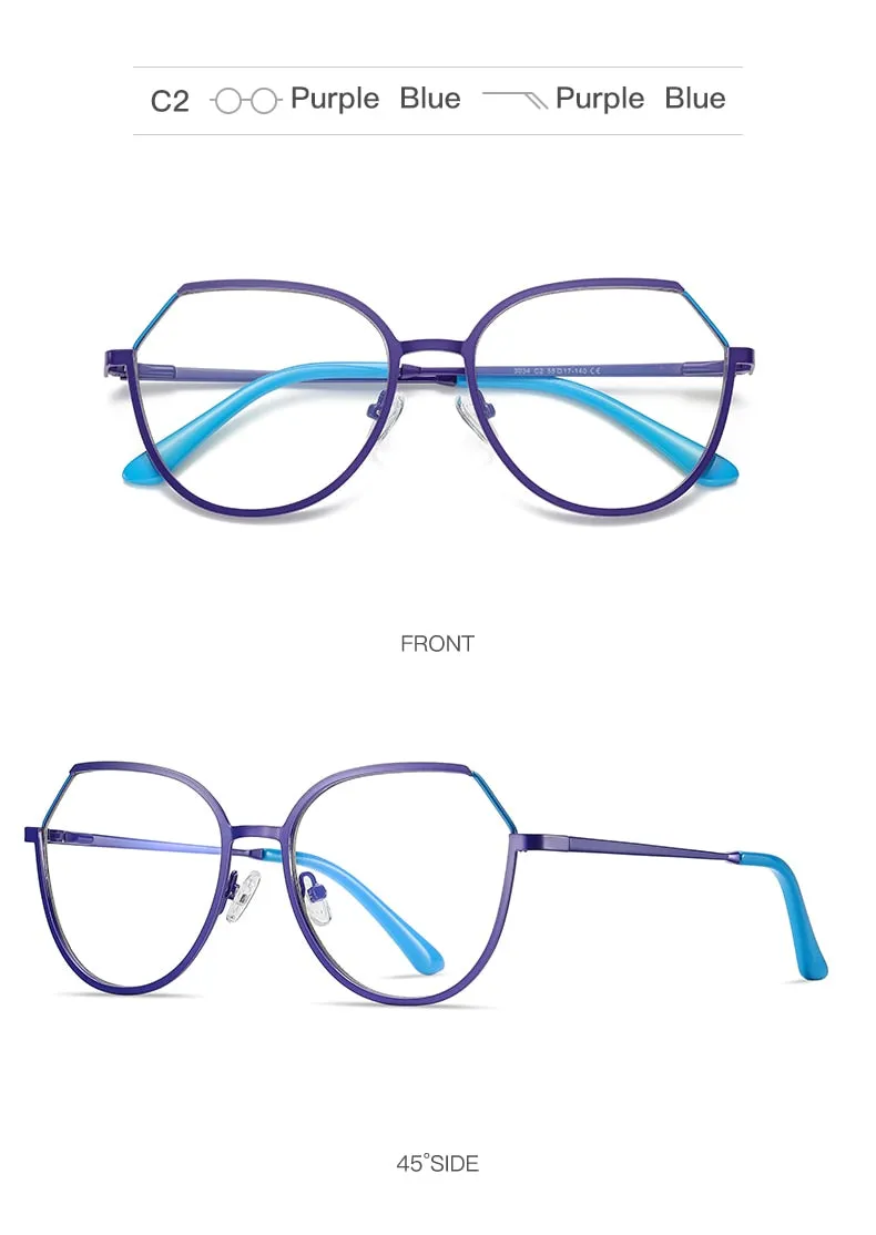 Hotony Women's Full Rim TR 90 Resin Round Alloy Frame Eyeglasses 3034