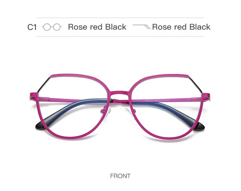 Hotony Women's Full Rim TR 90 Resin Round Alloy Frame Eyeglasses 3034