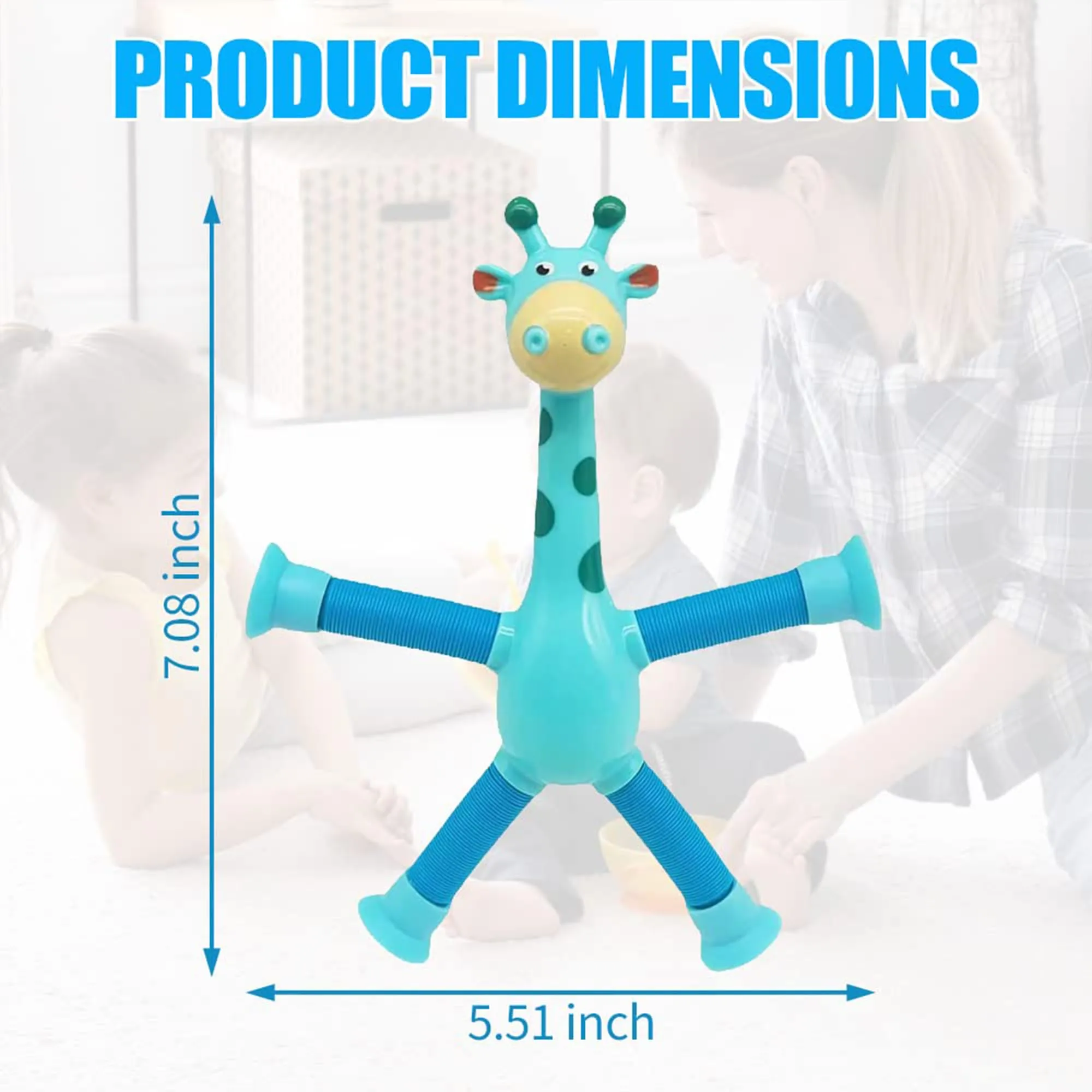 Kidology Telescopic Suction Cup Giraffe Toy, LED Telescopic Pipe with Suction Cup, Shape-Changing Stretch Tube, Parent-Child Interactive Toy Random Colors (Giraffe Figure Set of 1)