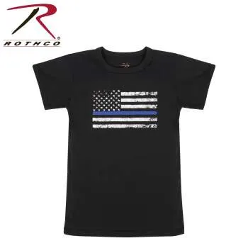 Kids Thin Blue Line US Flag T-Shirt