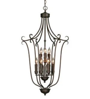 Multi-Family 2-Tier 9-Light Caged Foyer in Rubbed Bronze