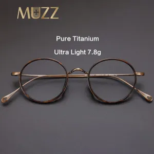 Muzz Men's Full Rim Round Titanium Acetate Frame Eyeglasses M70705