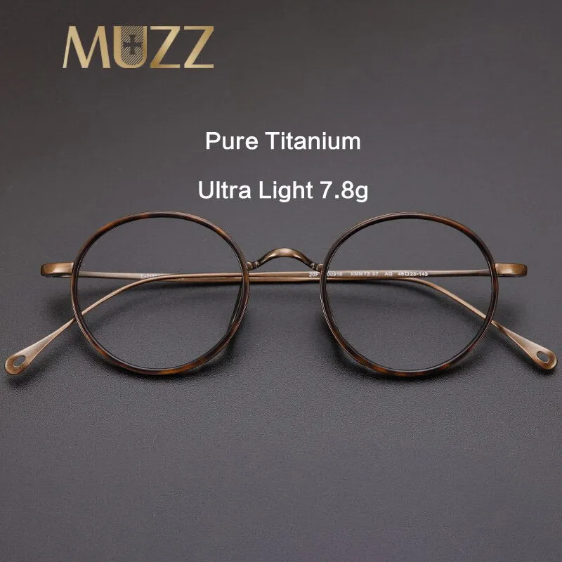 Muzz Men's Full Rim Round Titanium Acetate Frame Eyeglasses M70705