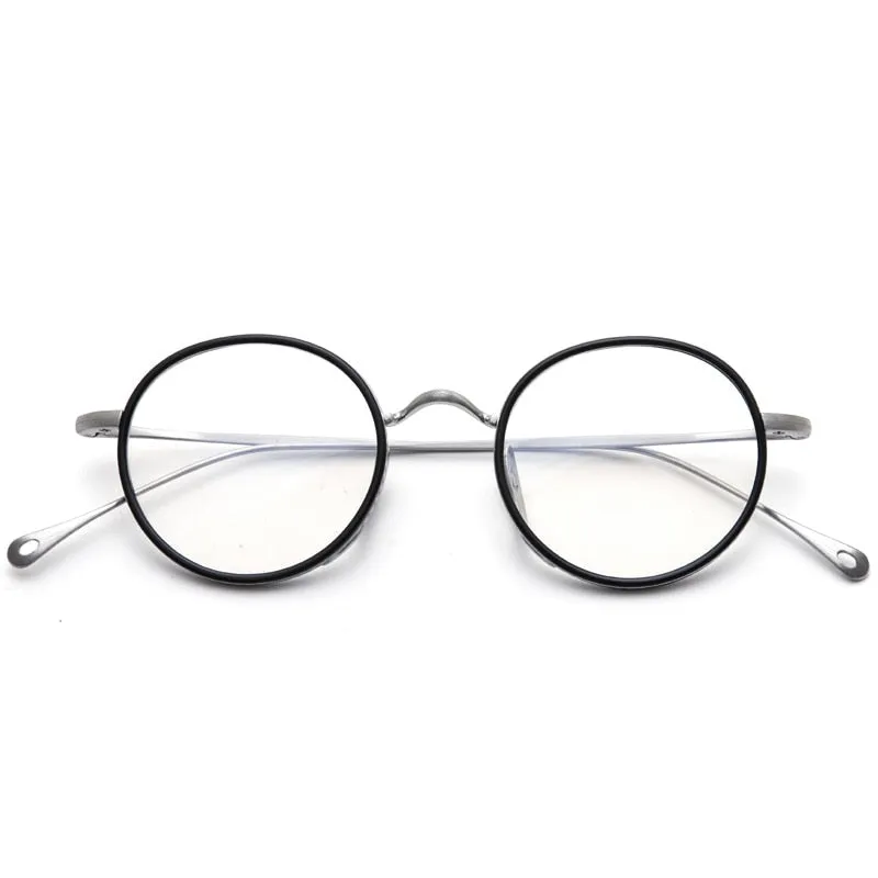 Muzz Men's Full Rim Round Titanium Acetate Frame Eyeglasses M70705