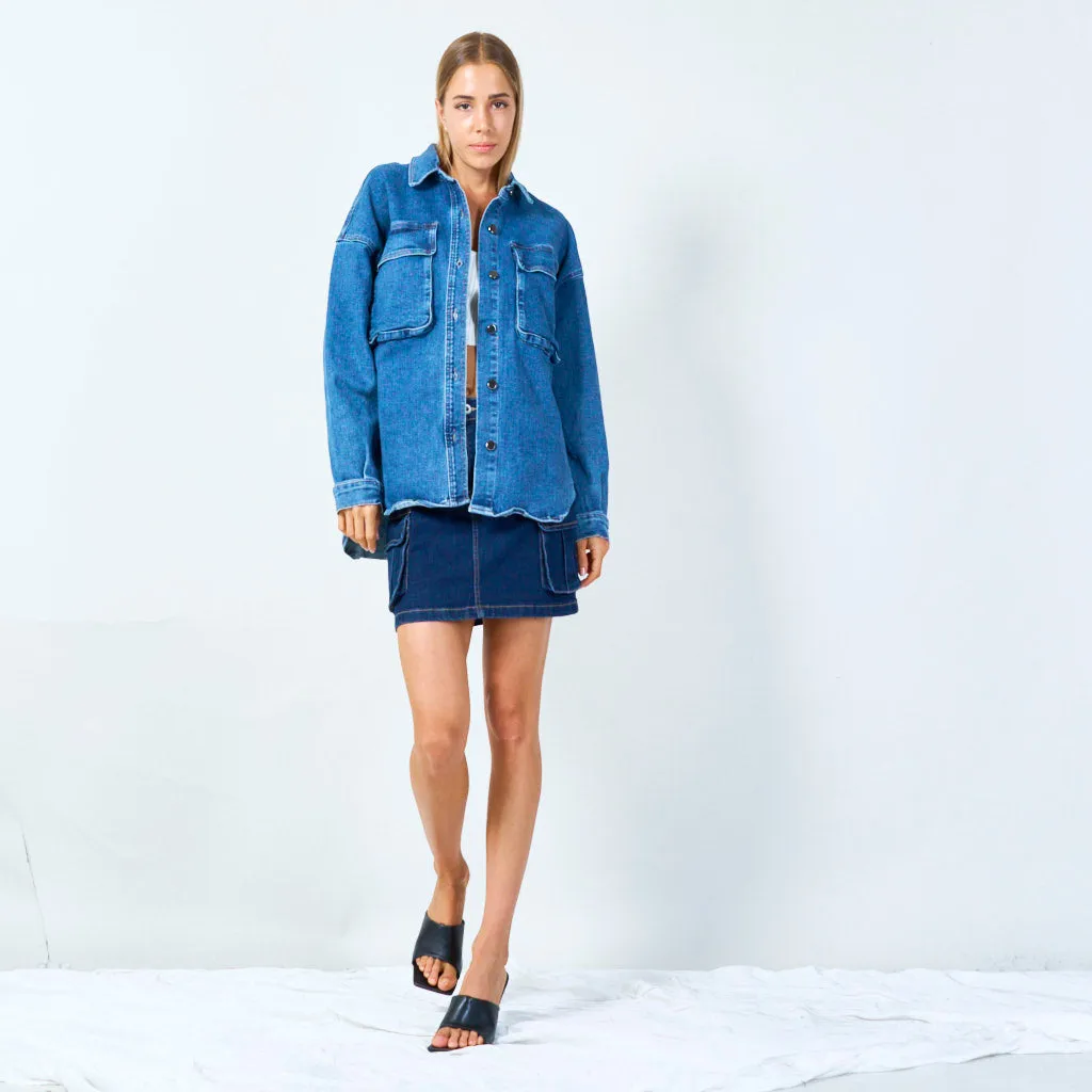 Oversized utility denim jacket wholesale