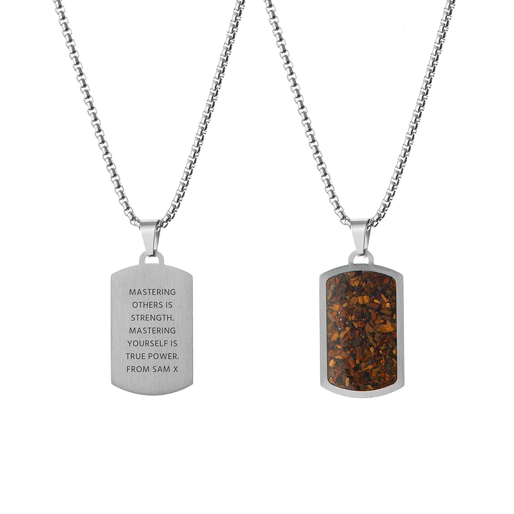 Personalised Men's Tiger's Eye Dog Tag Necklace