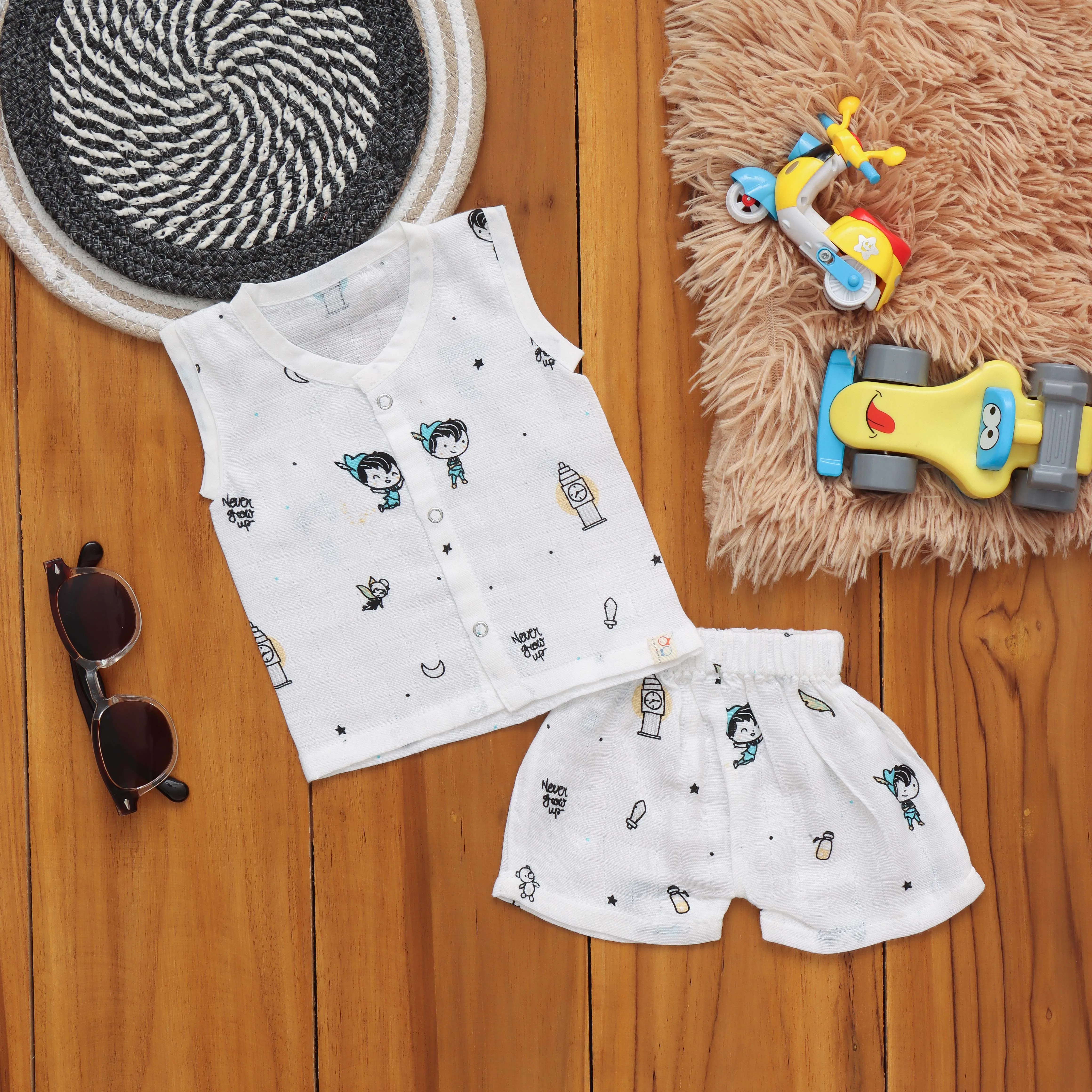 Printed Muslin Baby Jabla with Matching Shorts – Ultimate Comfort Set