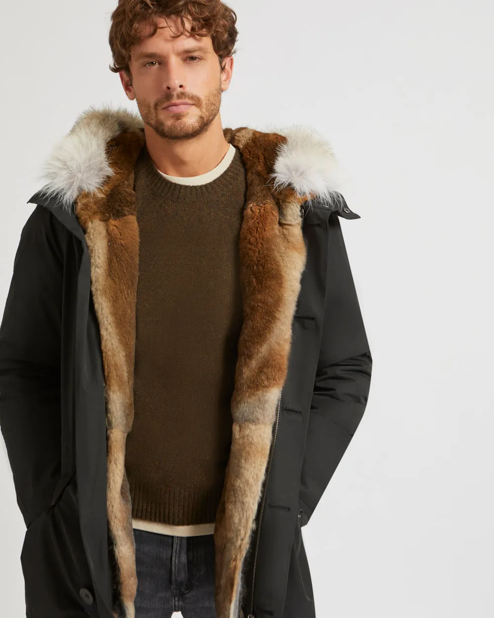 Short Iconic parka with coyote fur hood