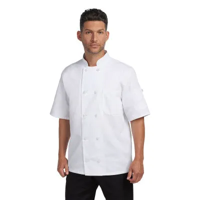 Short Sleeve Plastic Button Chef Coat CW4455