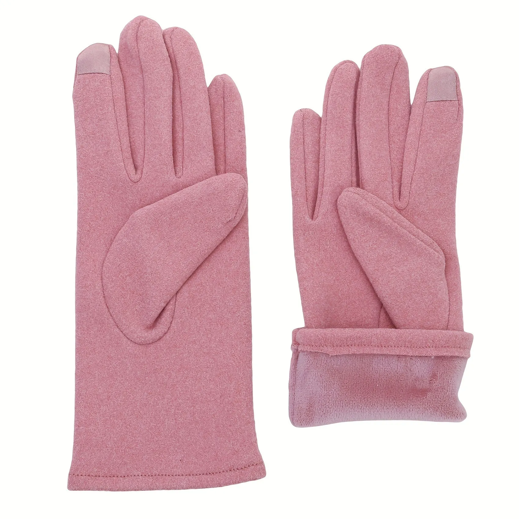 Solid Windproof Full Finger Outdoor Warm Cycling Gloves For Female