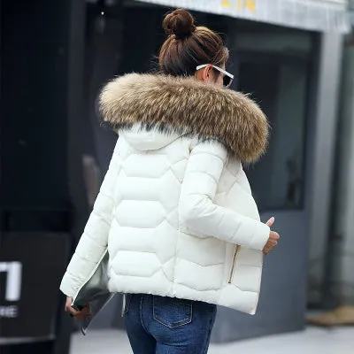 Warm Fur Collar Hooded Thicken Short Parkas 2017 Slim Fit Fashion Women Padded Jacket Winter Casual Plus Size Wadded Coat WFY165