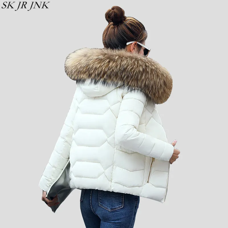 Warm Fur Collar Hooded Thicken Short Parkas 2017 Slim Fit Fashion Women Padded Jacket Winter Casual Plus Size Wadded Coat WFY165