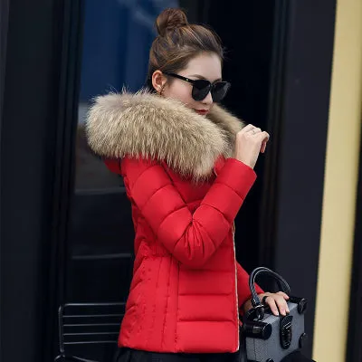 Warm Fur Collar Hooded Thicken Short Parkas 2017 Slim Fit Fashion Women Padded Jacket Winter Casual Plus Size Wadded Coat WFY165