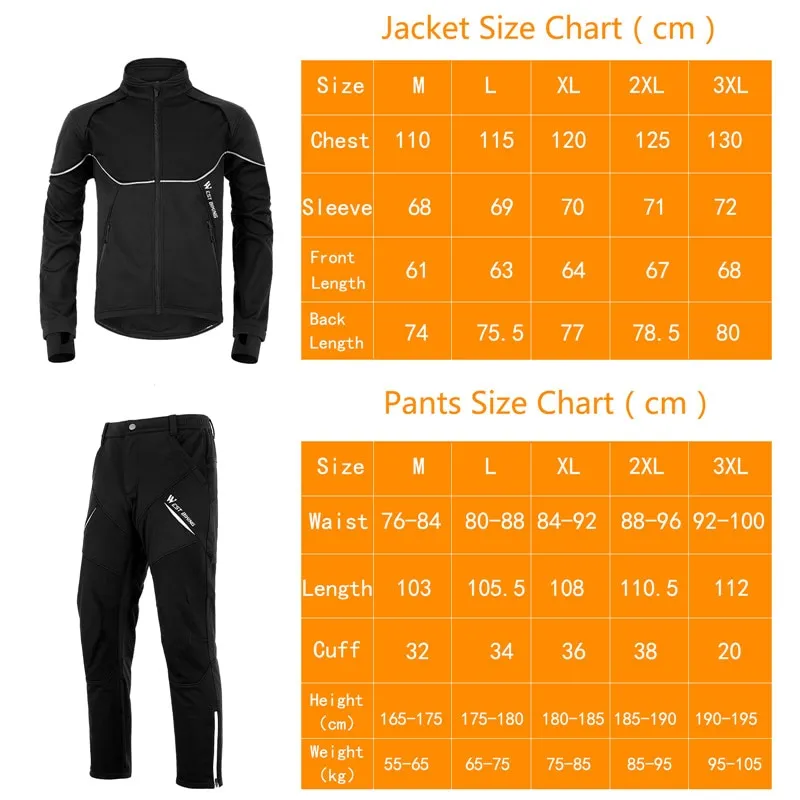 Winter Thermal Cycling Suit Men Women Windproof Bike Jersey Running Ski Snowboard Jacket Coat Pants M-3XL Sportswear