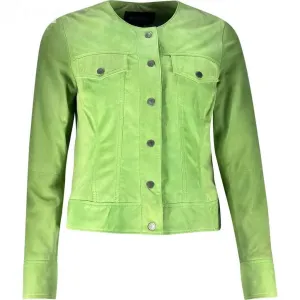 Women's Leather Jacket In Green Suede